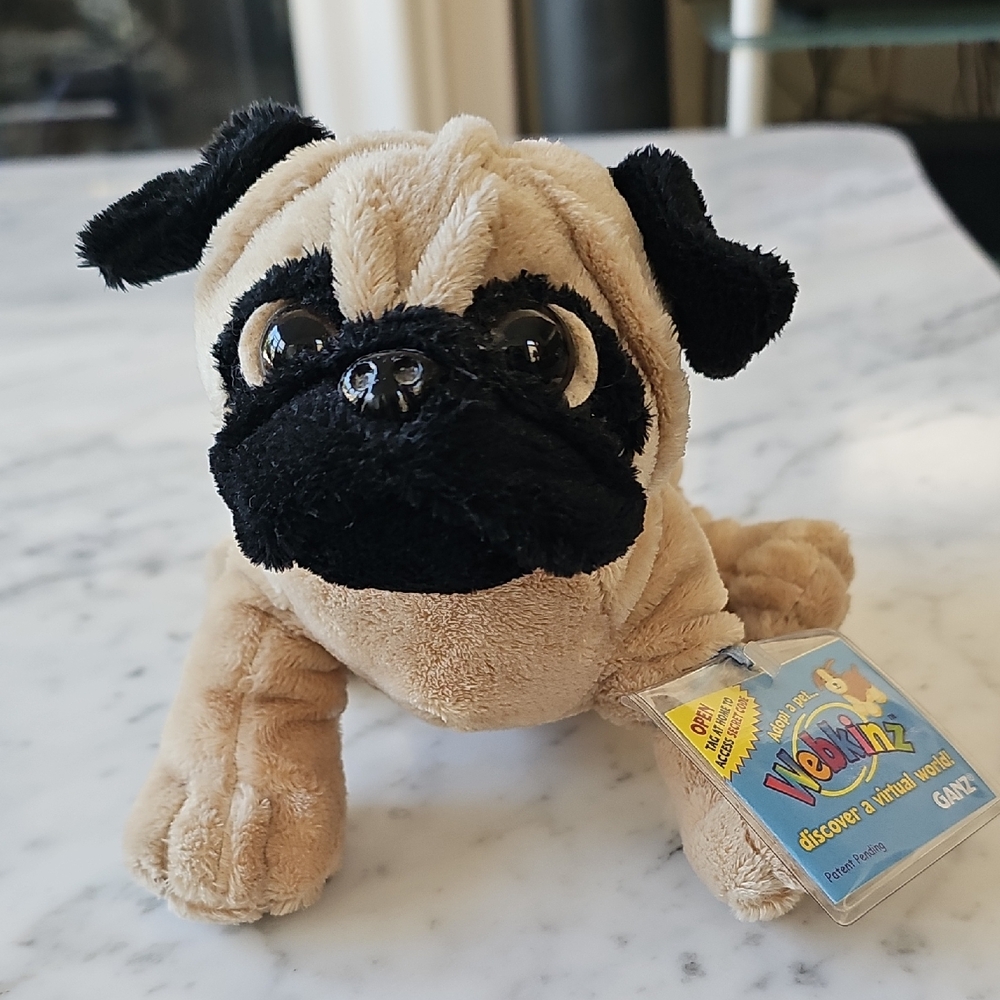 GANZ Webkinz Plush Pug with Sealed Unused Secret Code-HM105